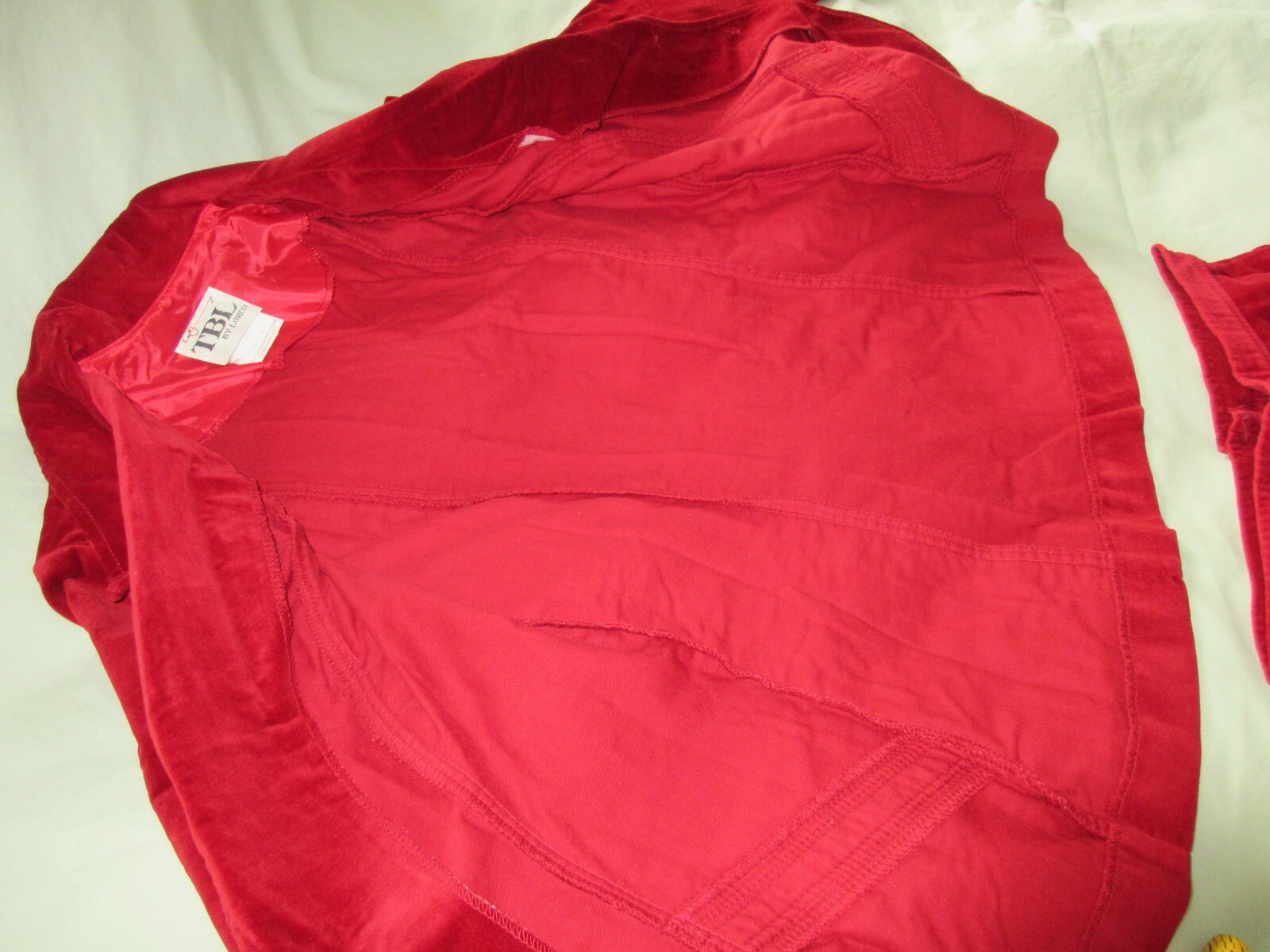 Vintage 90s Y2K Red Velvet Suit Jacket Skirt Long Size 4 / 6 TBL Christmas