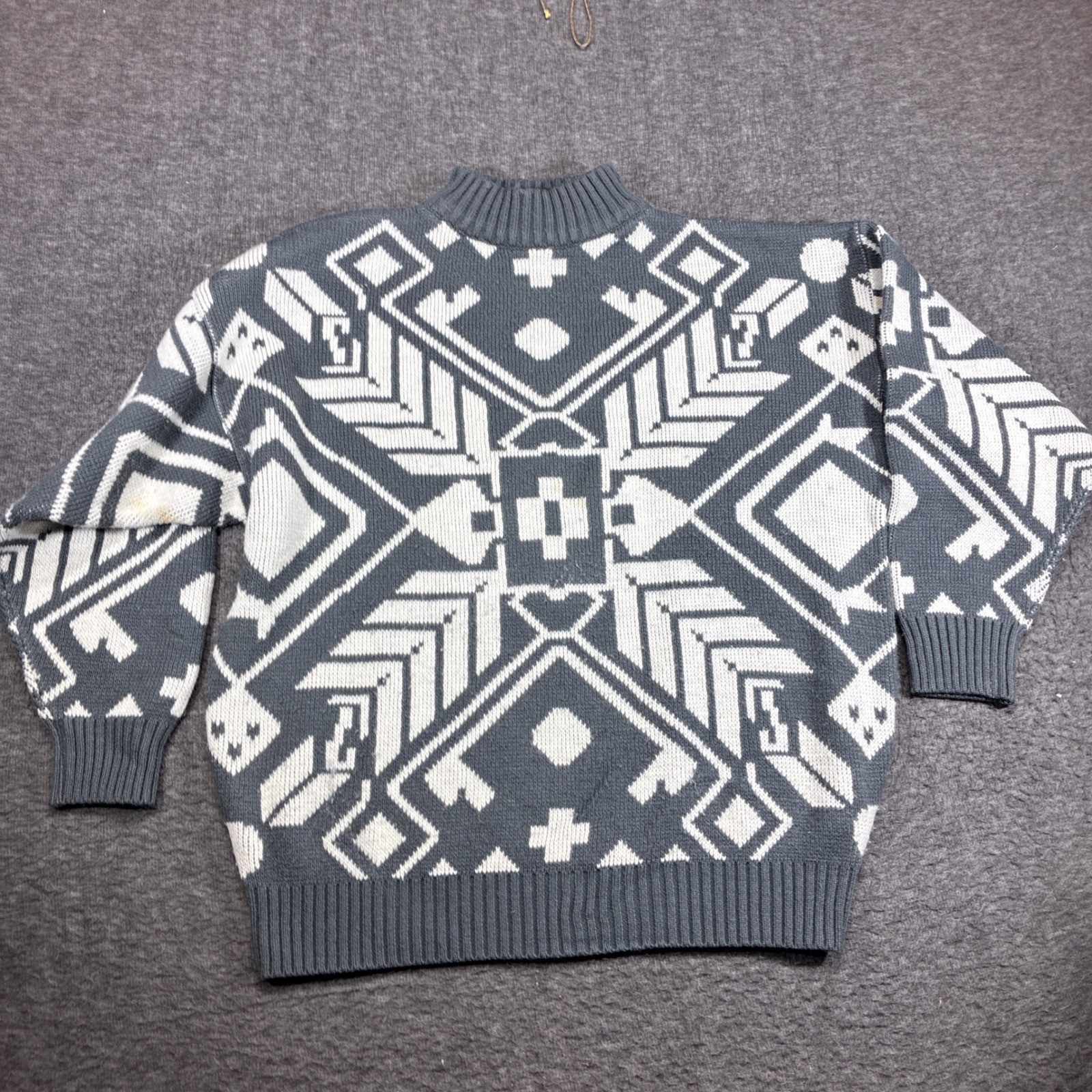 Limited Express Sweater Womens Medium Gray White Geometric 1987 Collection