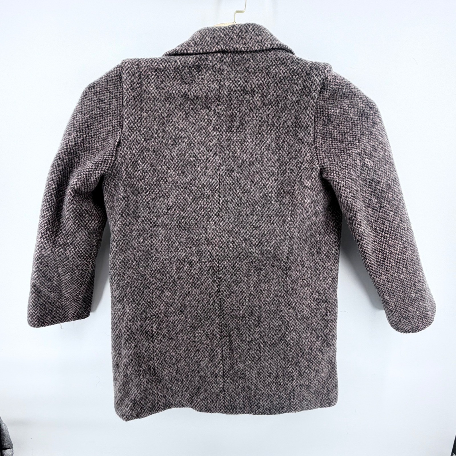 VTG Herman Kay Wool Coat Womens M Gray Tweed Herringbone Double Breasted Blazer