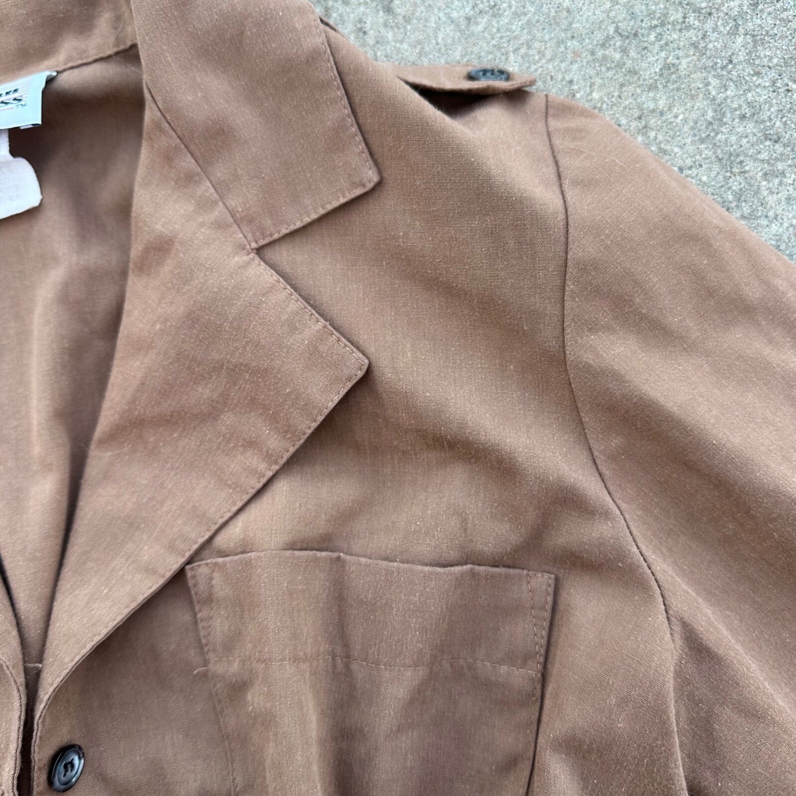 American Shirt Dress Vintage 80s Shirt Dress Collared Pockets Brown Size 10P