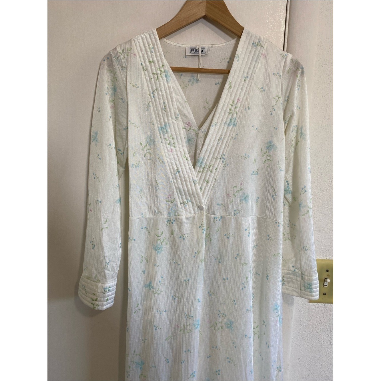 Vintage Rikki New York Sleep Gown Robe Small 2Pc Floral Midi Sleepwear