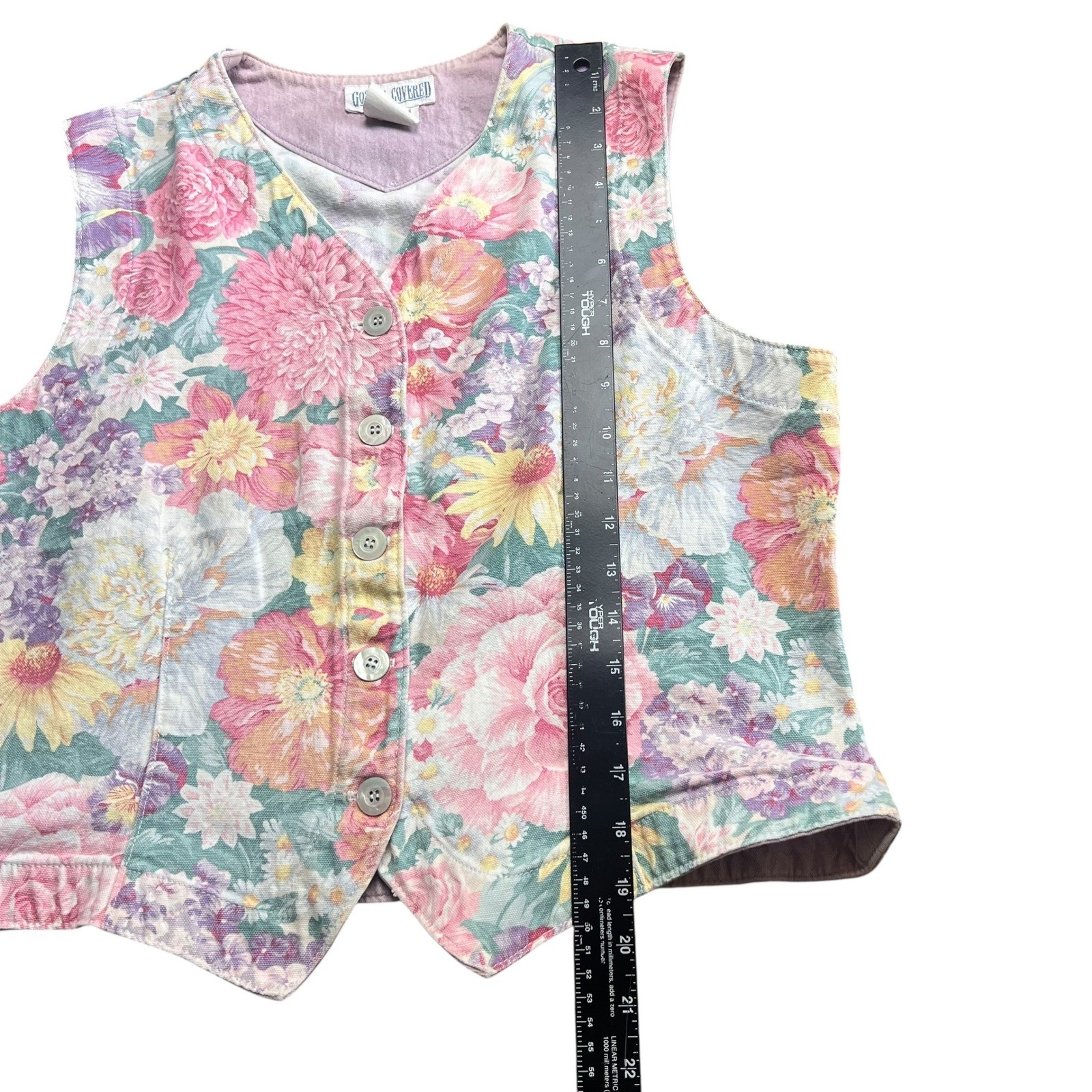 Gotcha Covered Vintage Floral Vest Pink Cotton Granny Core Made in USA Small