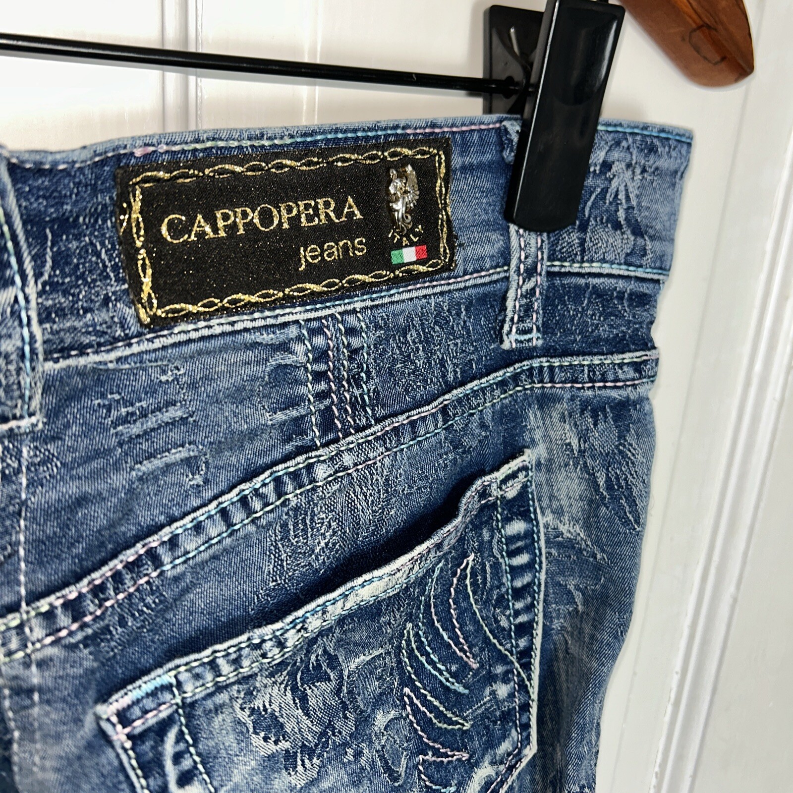 RARE VTG Cappopera Jeans Couture, Italian, Y2K/ 90’s, Brocade Design, 30” x 31”