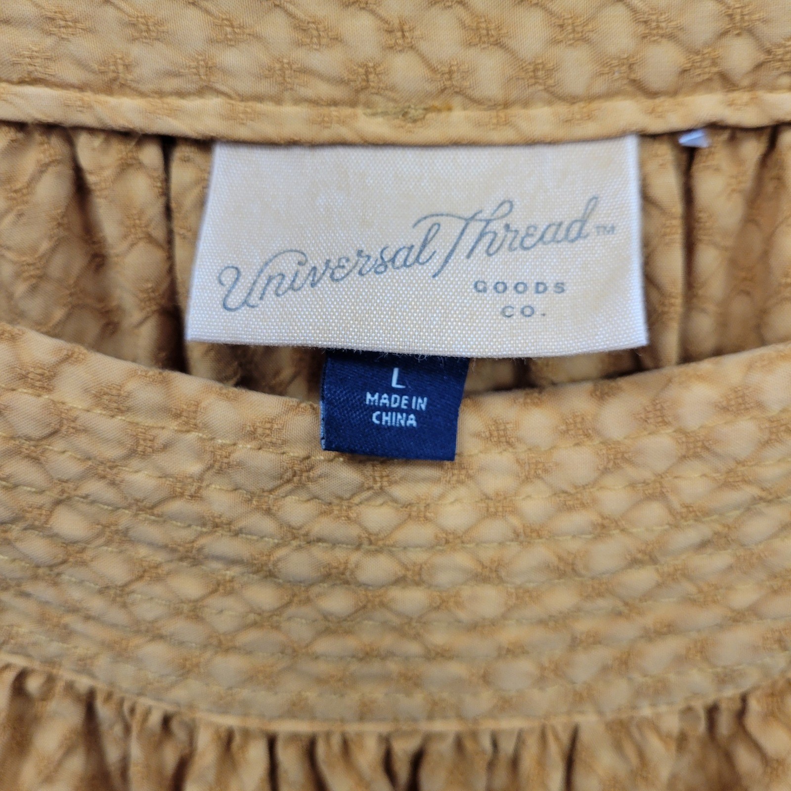 Universal Thread Textured Yellow Square Neck Blouse L Boho Cottagecore Prairie