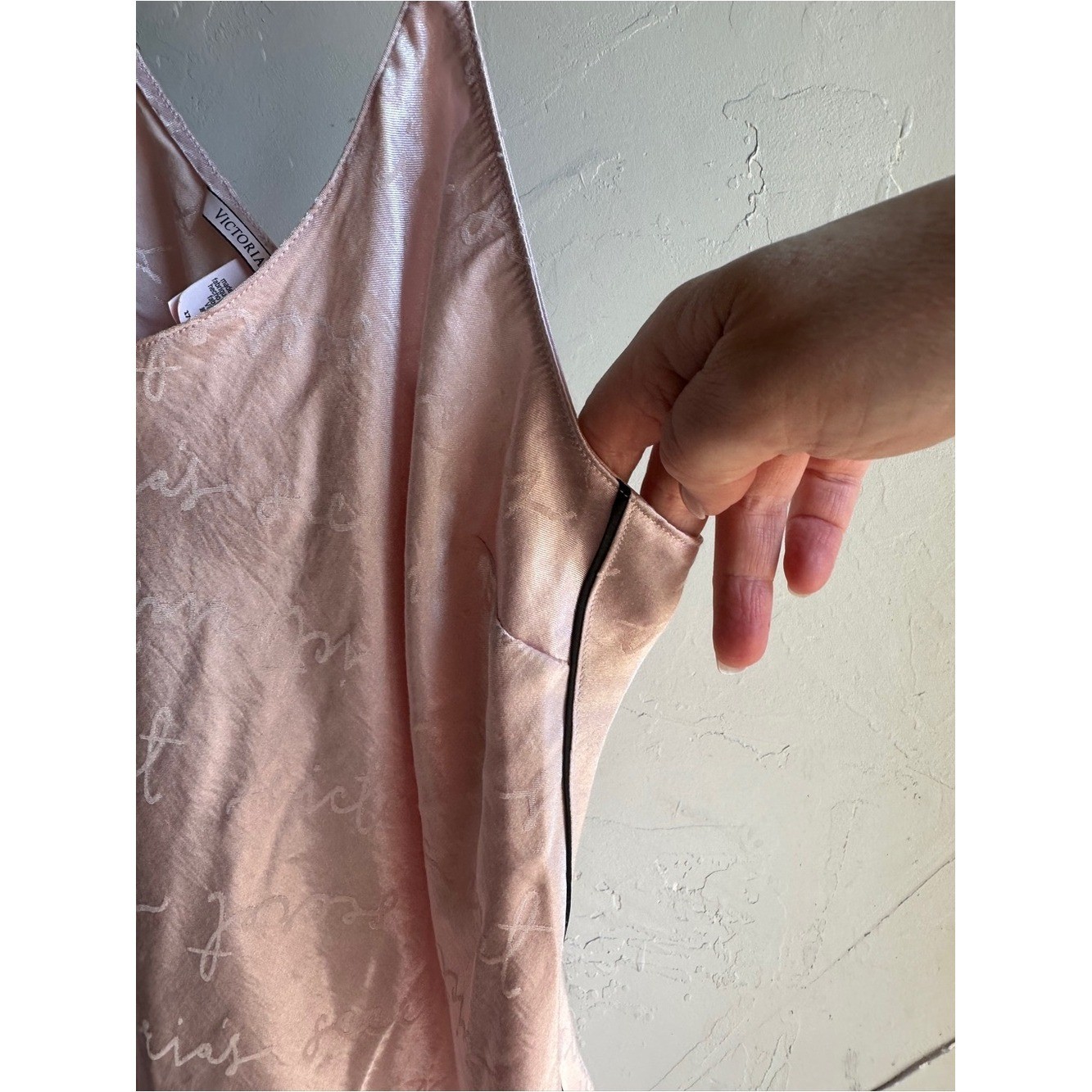 Victoria’s Secret Pink Satin Script Cami Coquette Balletcore Loungewear Tank L