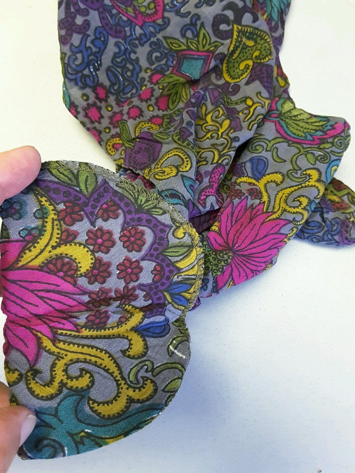 80s Zashi Rayon Top Kitsch Pattern Purple WILD PATTERN HEART Shoulder Pads NEW S