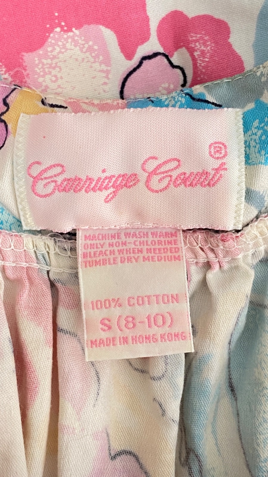 Vintage 1980s pink floral lounge dress muumuu short sleeves tent white cotton