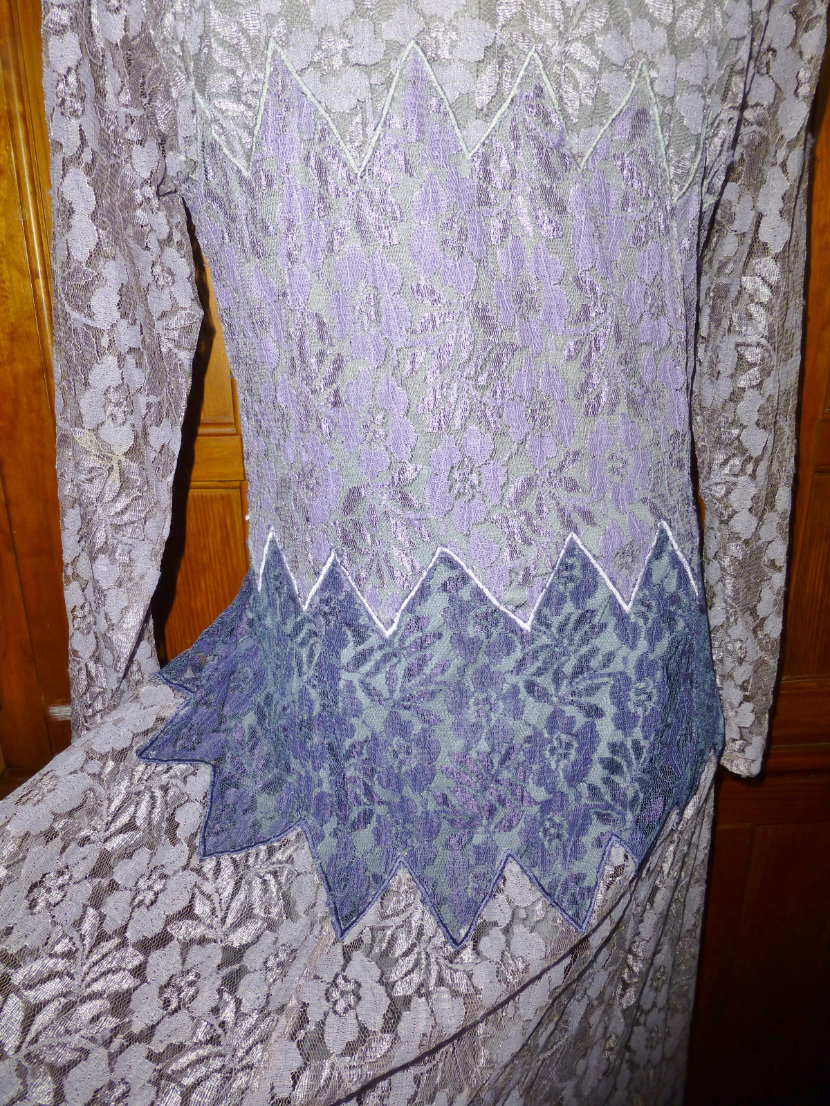 Vtg 80s India Papillon Sheer Scalloped LACE Boho Hippie Festival midi DRESS M L