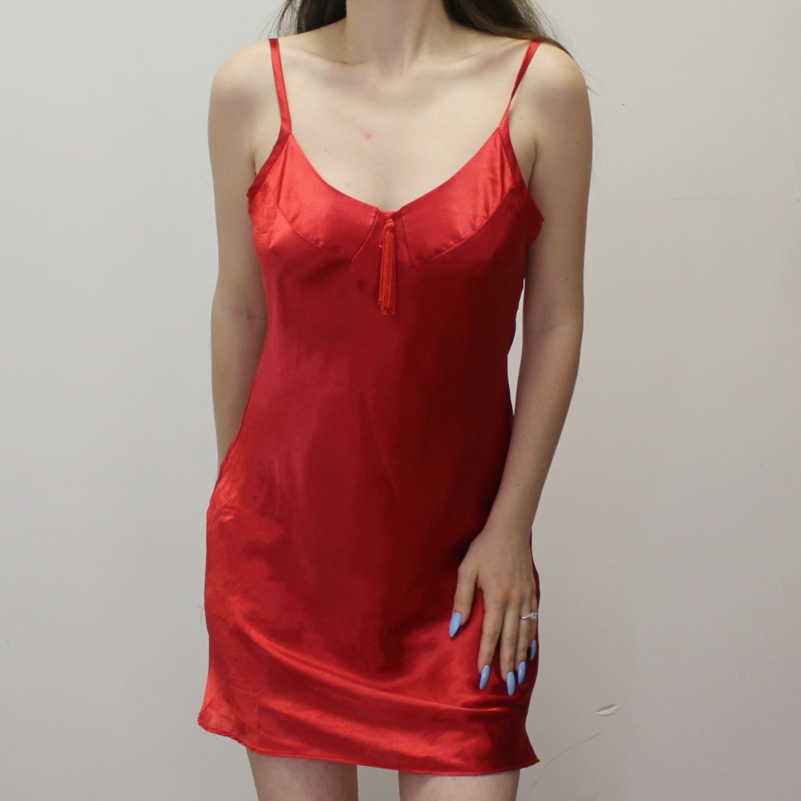 Vintage 90s Red Slip Dress Chemise by Body Drama Lingerie