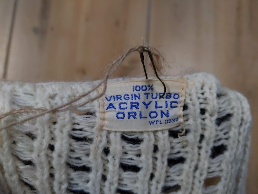 VTG 70s Handmade Crochet Vest Cream Virgin Turbo Acrylic Orlon SM Hippie