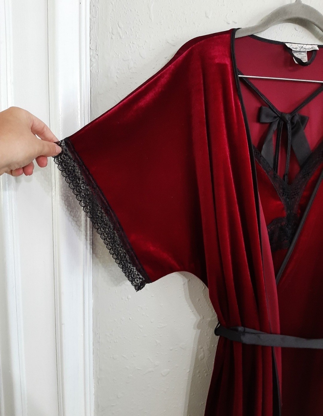 Vintage 90s Linea Donatella lingerie set velvet vampy goth whimsy robe and gown