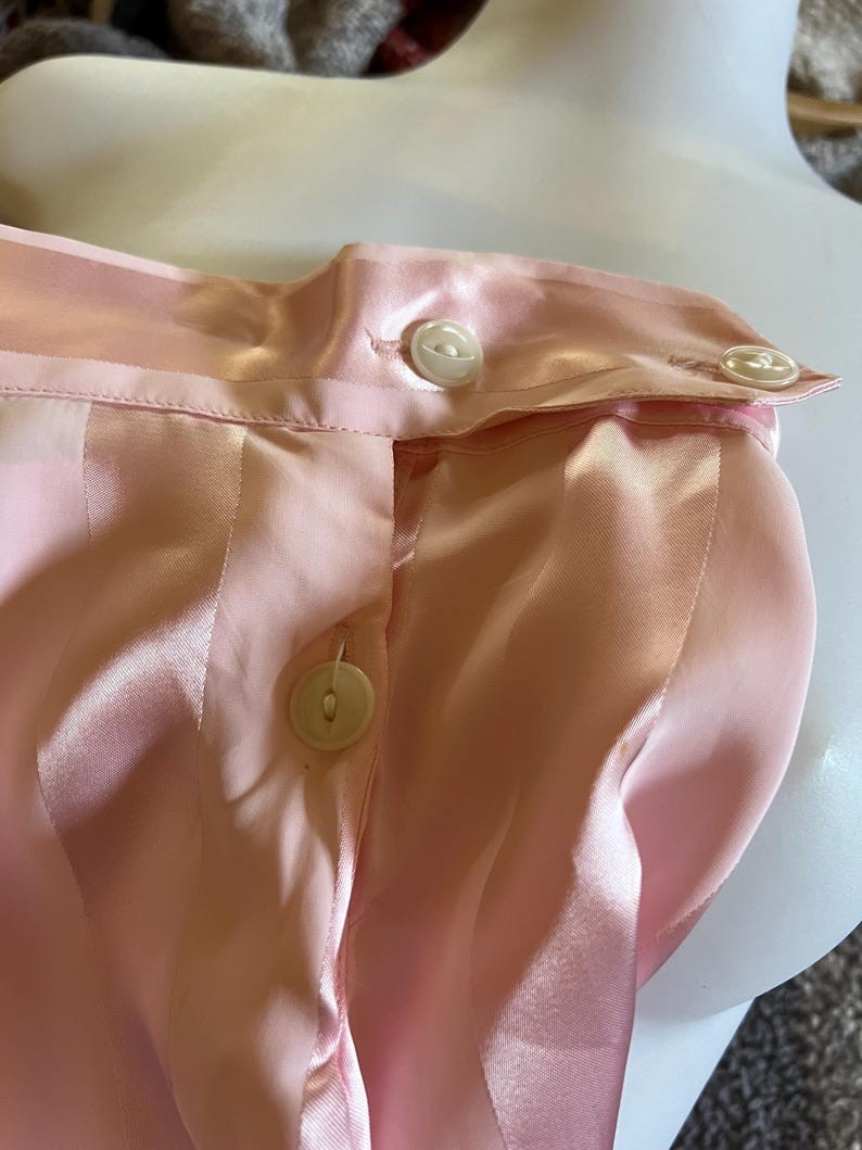 1940’s 1950’s Rare Vintage Soft Pink Striped Satin Silky Lounging PJ’s