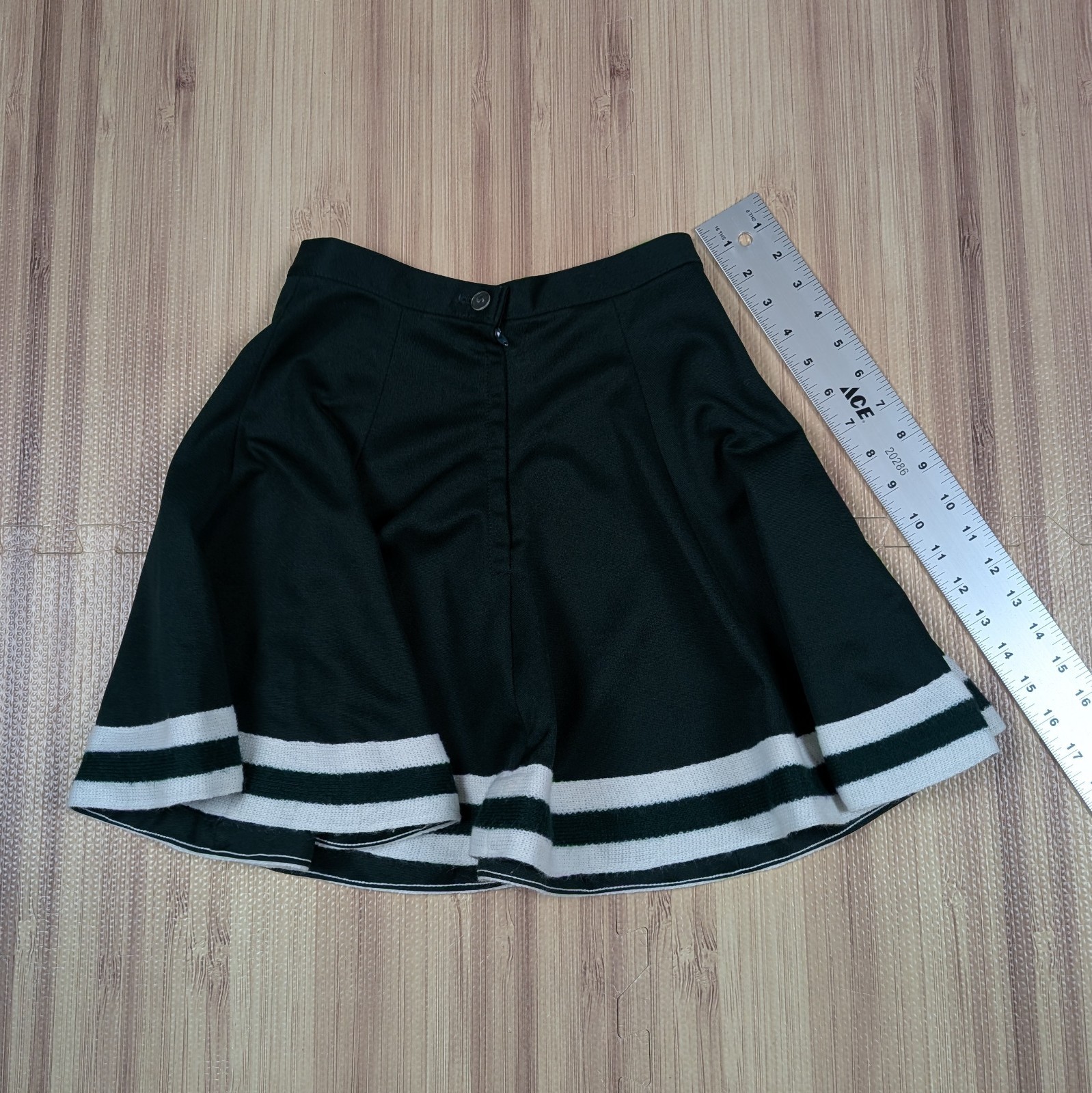 Vintage 70s Cheerleader Skirt Size 14 Waist 24 DEHEN Knit Cheer Green/White
