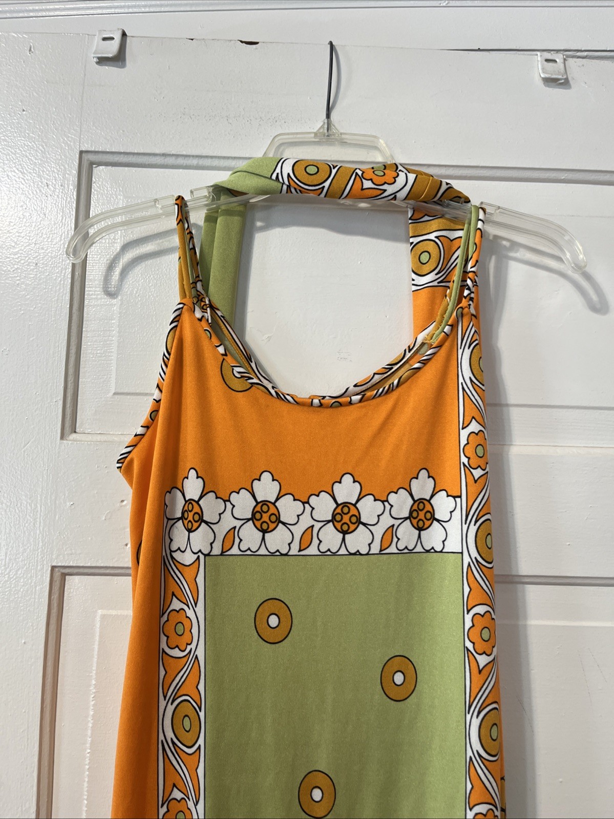 Vintage PAGANNE by Gene Berk Sleeveless Maxi Dress Size 10 Pretty w/scarf Unique
