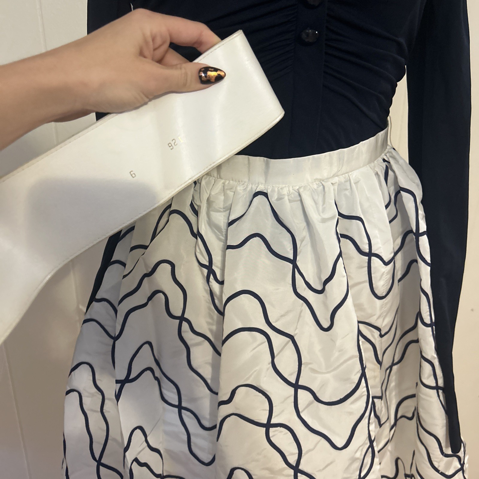 Vintage 80s Does 50s Victor Costa By Saks Corset Top Fit Flare Skirt Belt Set 6