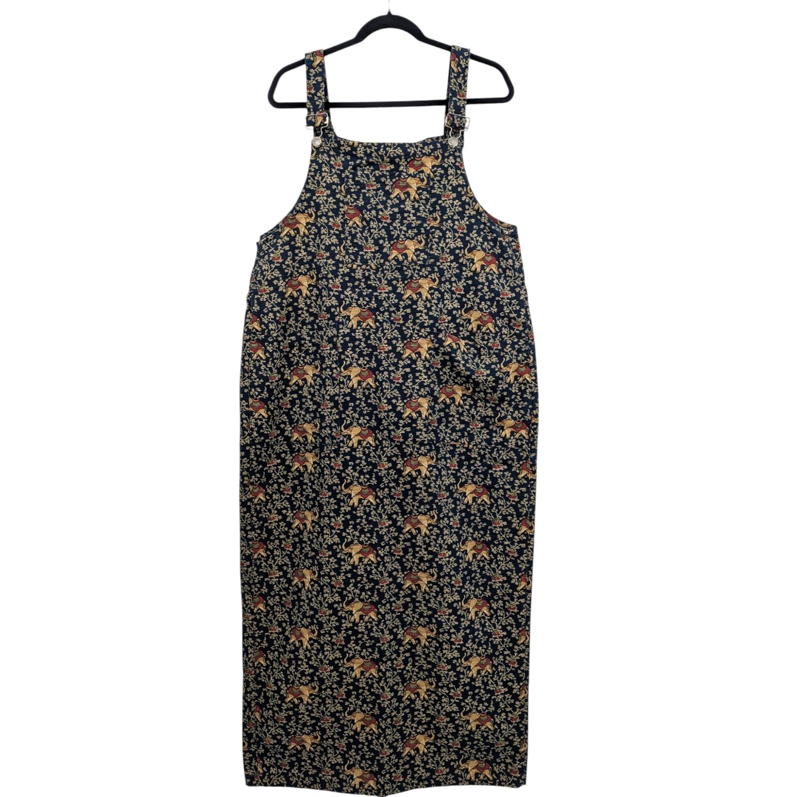 Deadstock NWT Vintage GARDEN GEAR Bib Overall Corduroy Jumper Dress Elephants LG