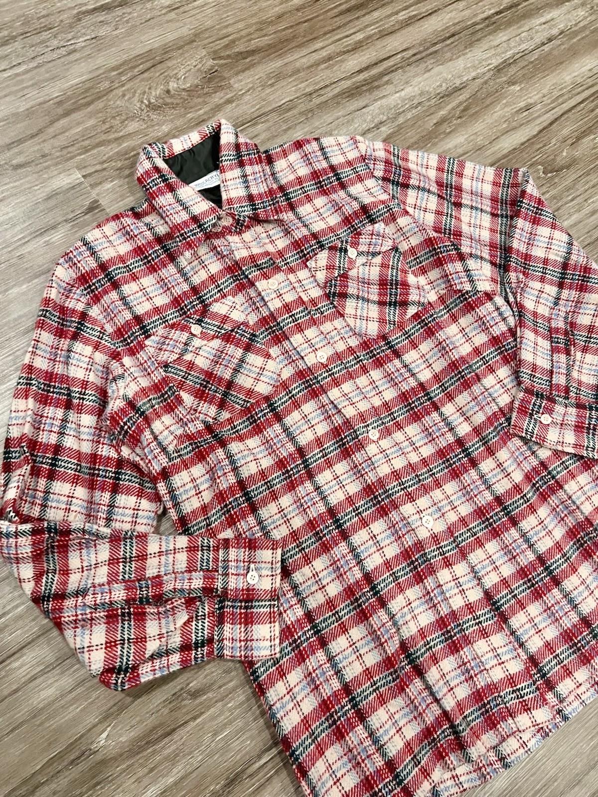 Vintage 1970s Flannel Retro Red Casual Classic 70s Women’s Medium 1980s