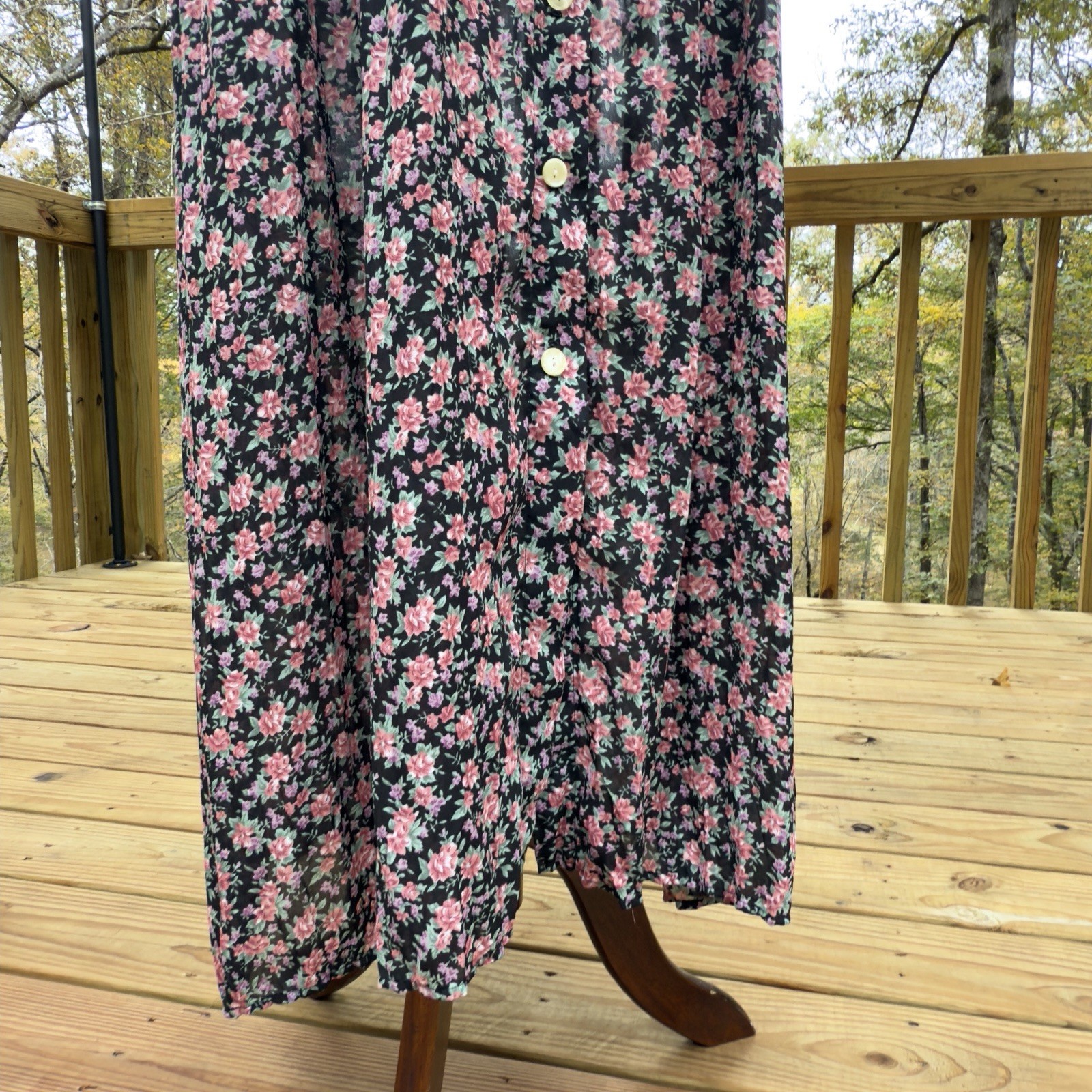 Vintage 90s Bonjour Floral Cottagecore Romantic Button-front Maxi Dress Medium