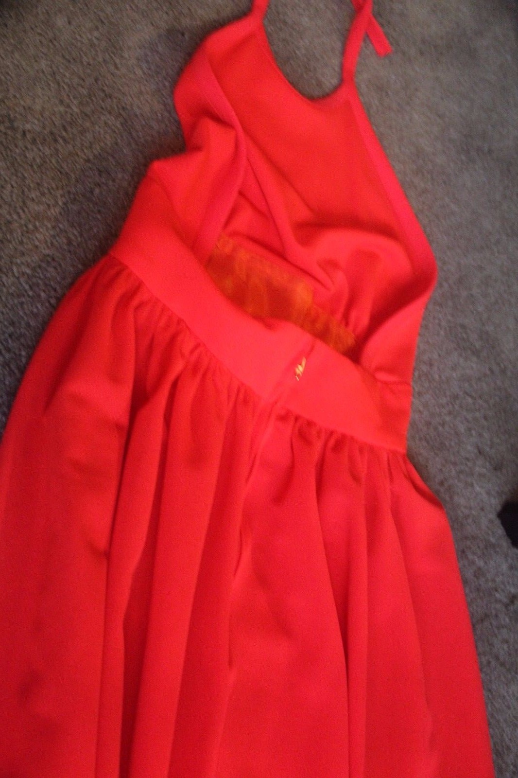 ACT 1 VINTAGE RED COCKTAIL EVENING WOMEN DRESS LONG SZ 3 SMALL HALTER NEW YORK