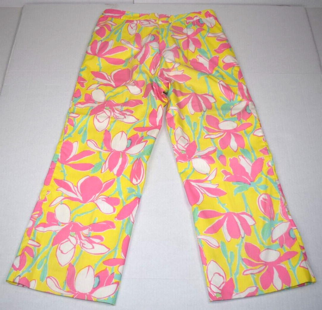 VTG Lilly Pulitzer Pants Size 27 x 24.5 60s Pink Flower Sunshine Lined Made USA