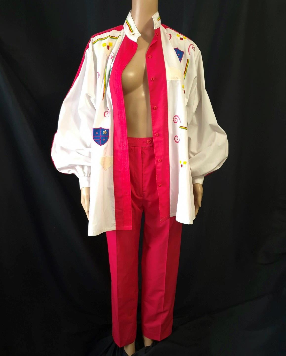 Marc D’Alcy Paris vintage 80s EMBROIDERED BEADED OVERSIZE SHIRT & Matching PANTS