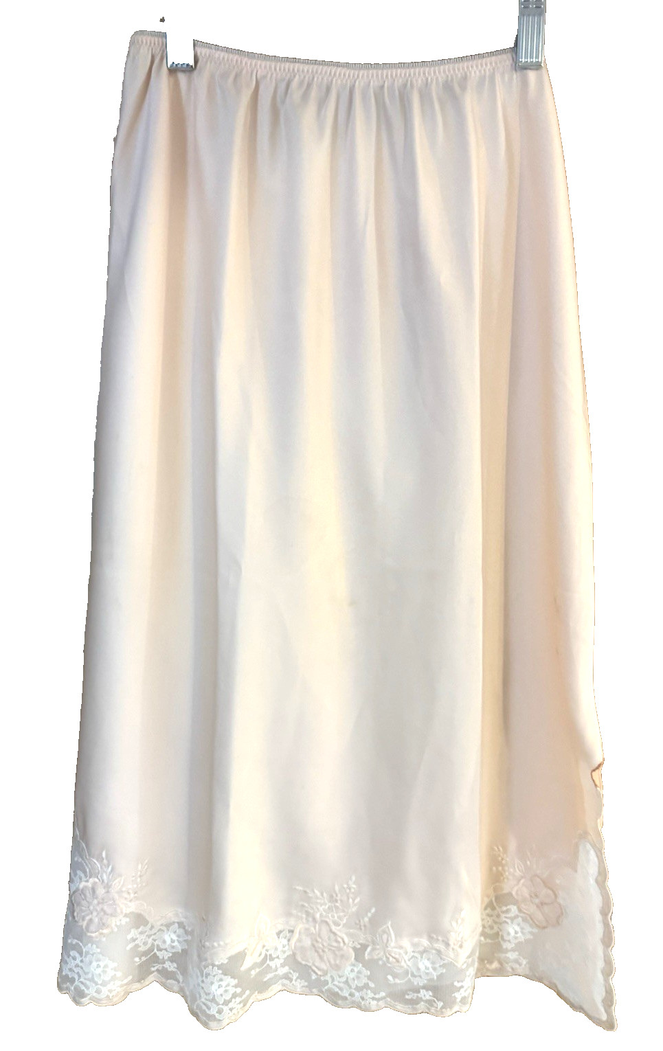 Vintage Half Slip with Cutouts and Lace Trim Size Medium Blush Peach Side Slits