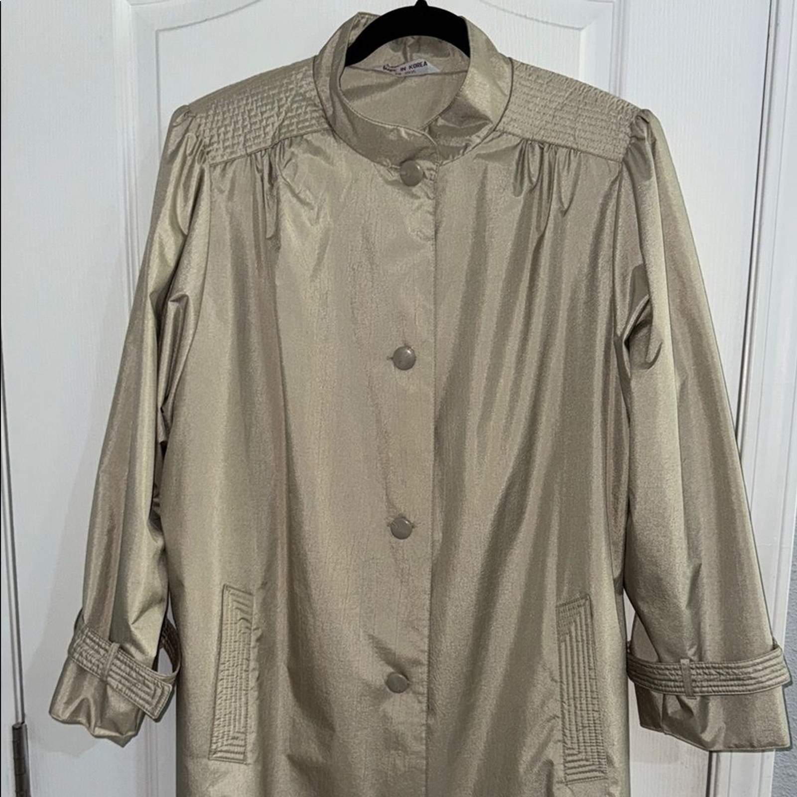 Worthington Essentials Long Beige Tan Trench Rain Coat 18WP Womens Rubber Back