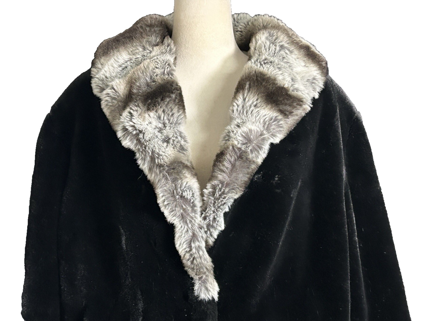 Vintage Terry Lewis Classic Luxuries Faux Seal and Chinchilla Trim Cropped Coat