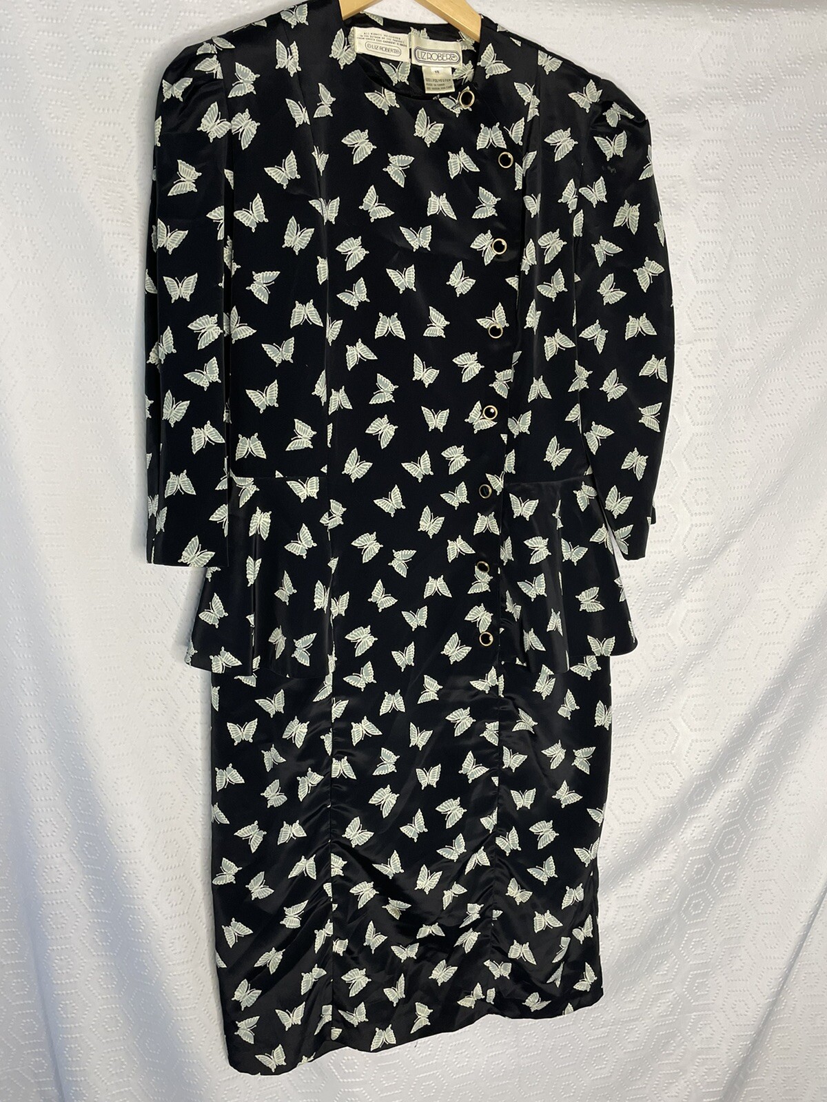 Lot Of 2 80s Dresses 10 Black White Act 1 Liz Robert’s Lace Collar Pleats
