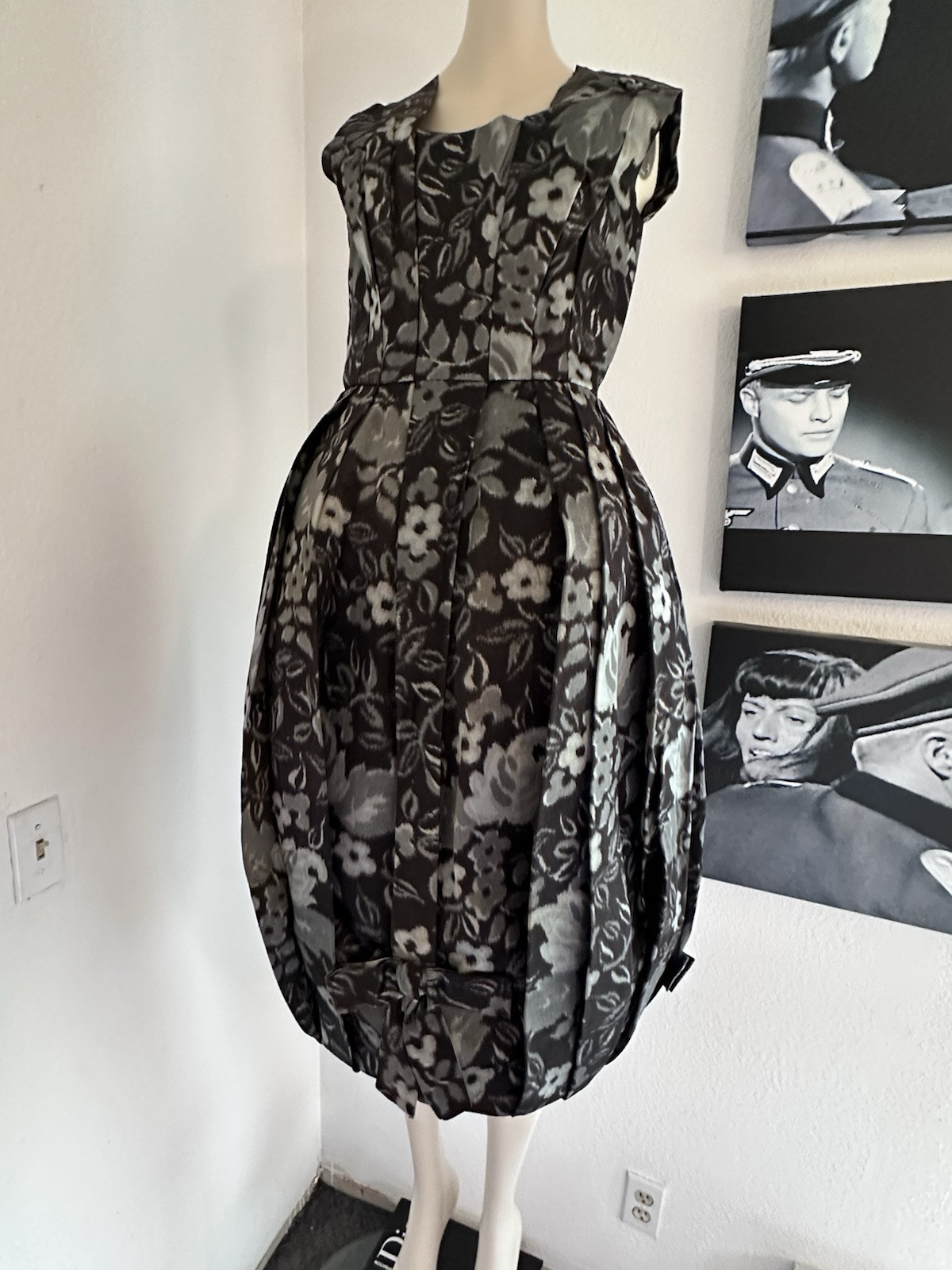 Vintage PIERRE BALMAIN SILK FAILLE BUBBLE HEM w/BOWS!! COCKTAIL DRESS JACKET SET