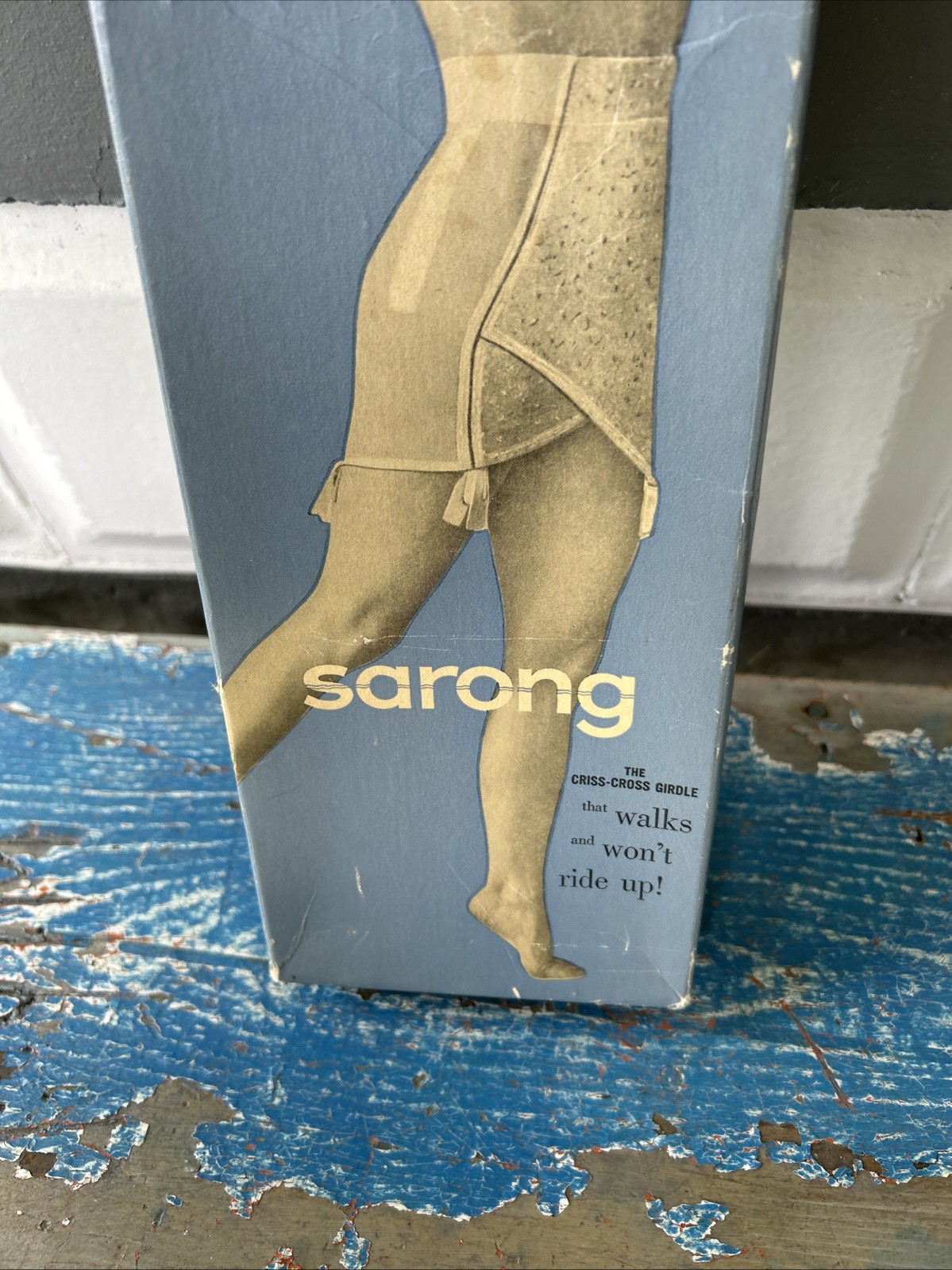 Girdle Box Only 1950s Criss Cross Lingerie Vintage Great Graphics Sarong