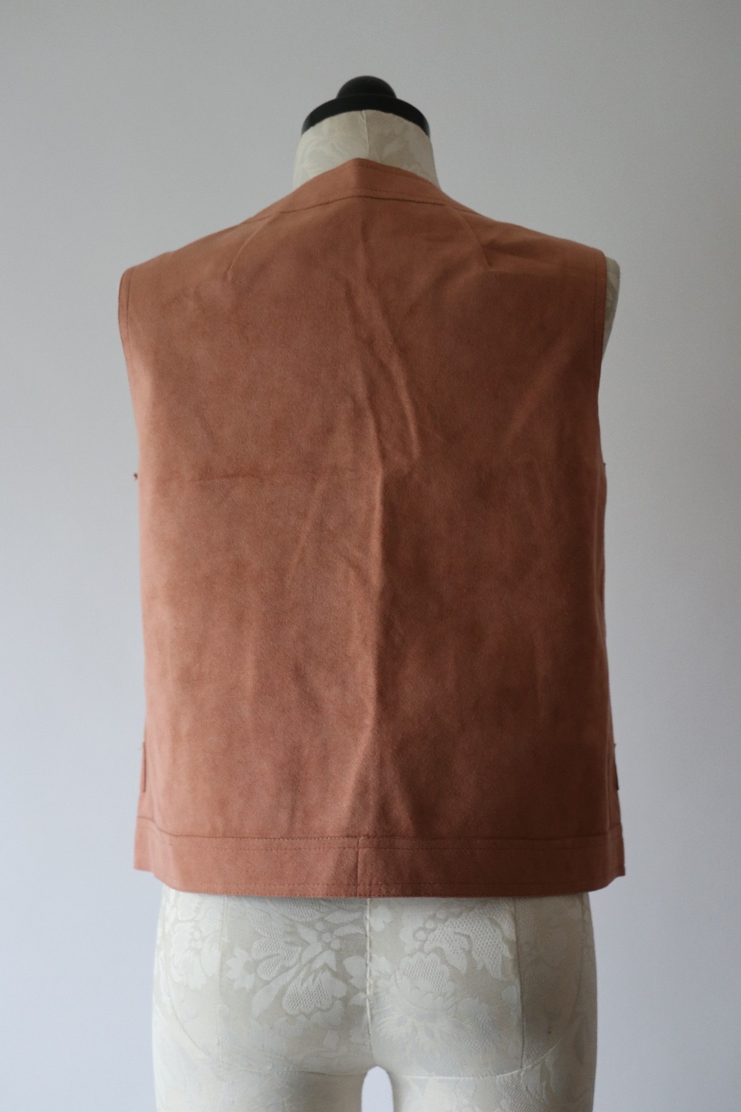 70s Vintage Pink Ultrasuede Open Front Waistcoat Sleeveless Jacket Vest Women M