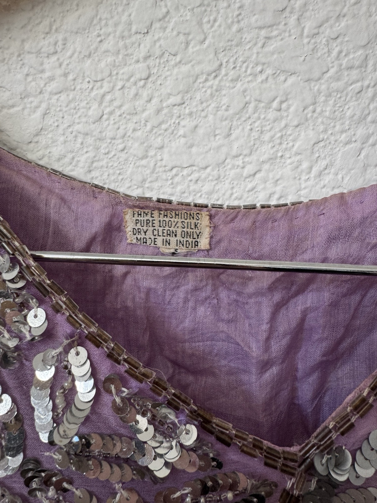 Vintage 1980’s Purple Beaded And Sequin 100% Silk Shirt