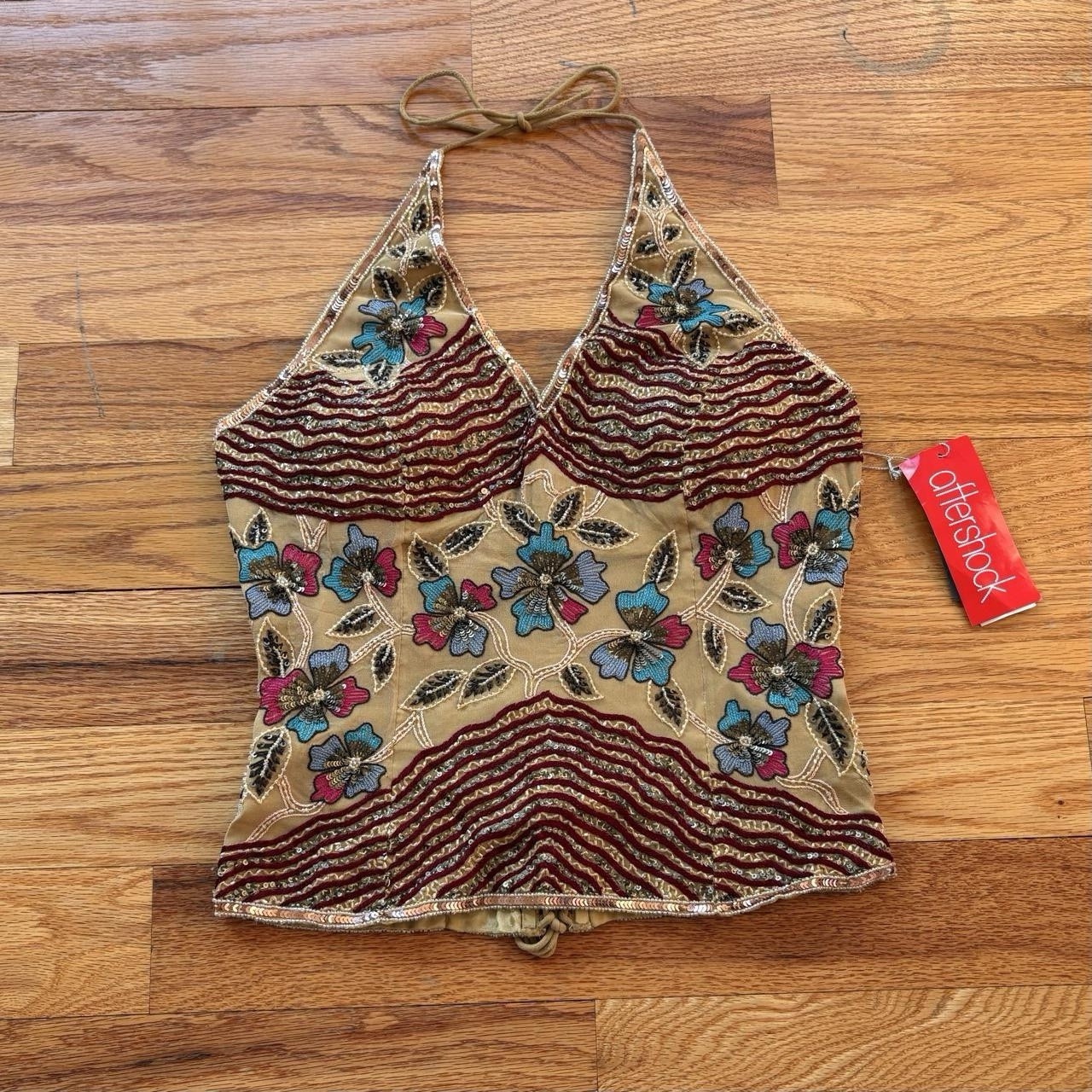 Y2K aftershock beaded halter corset | Deadstock Fairycore Boho Size m