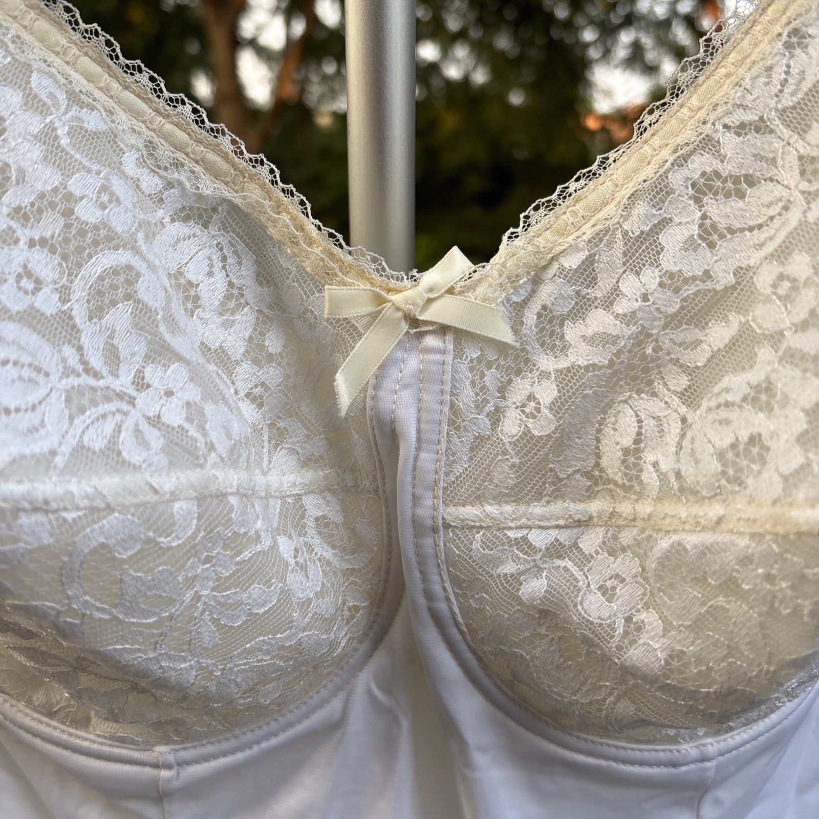 VTG Sexy Sears Underwire Short Slip Dress Adjustable Straps Lace Trim Sz 36D