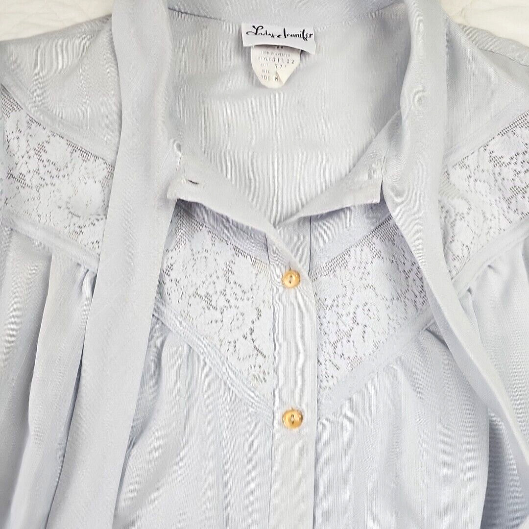 VTG 1970s 70’s Lady Jennifer Blue Lace Shirt Dress Size M Made in USA