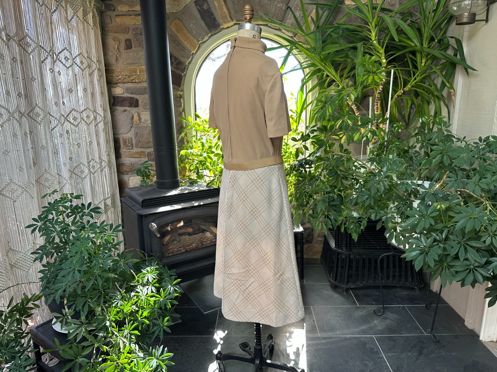 Vintage 1970s Ivory and Beige Dress with Jacket Kay Windsor The Look You Love