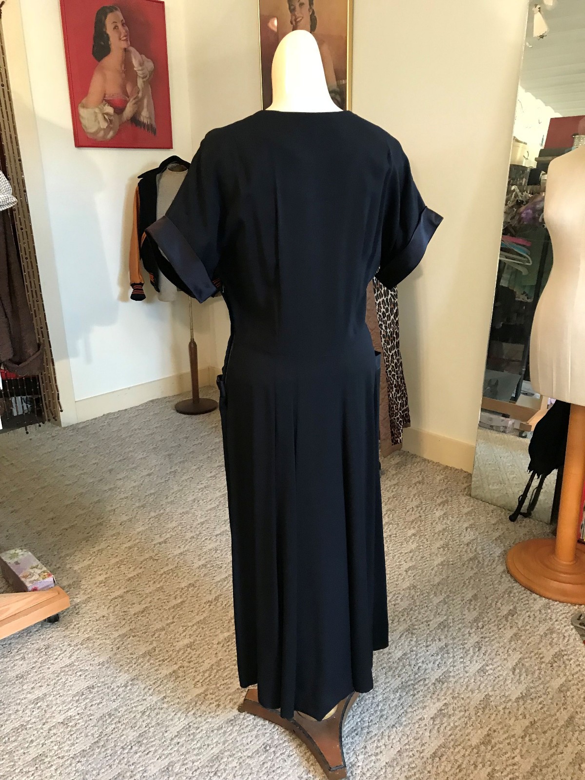 Dramatic 1940’s Little Black Dress/Original Blakely Designer