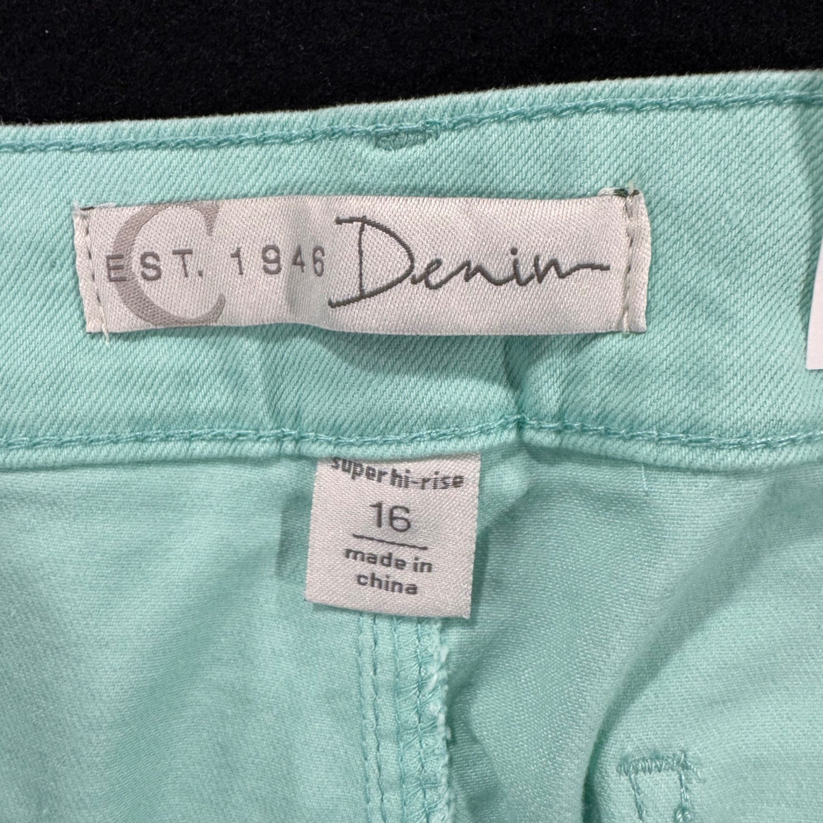 Cato EST. 1946 Denim Super Hi-Rise Wide Leg Crop Pants Mint Green Size 16 NWT