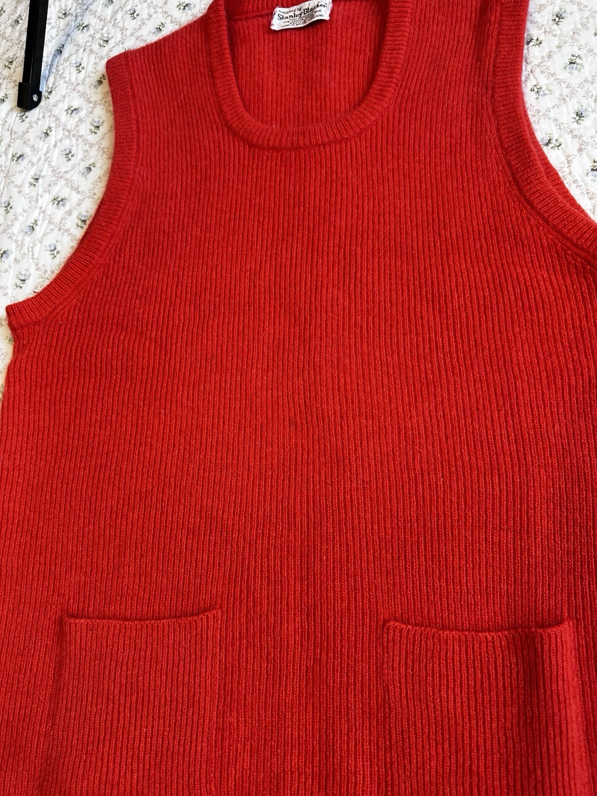 Vintage 60s 70s Orange Stanley blacker Tunic Sweater Vest Wool Angora Womens L