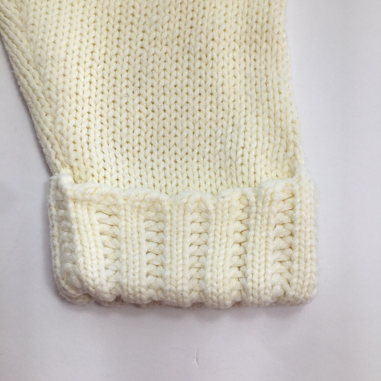 Queen Bee Womens Open Front Acrylic Off White Sweater Jacket Sz L/XL Vintage