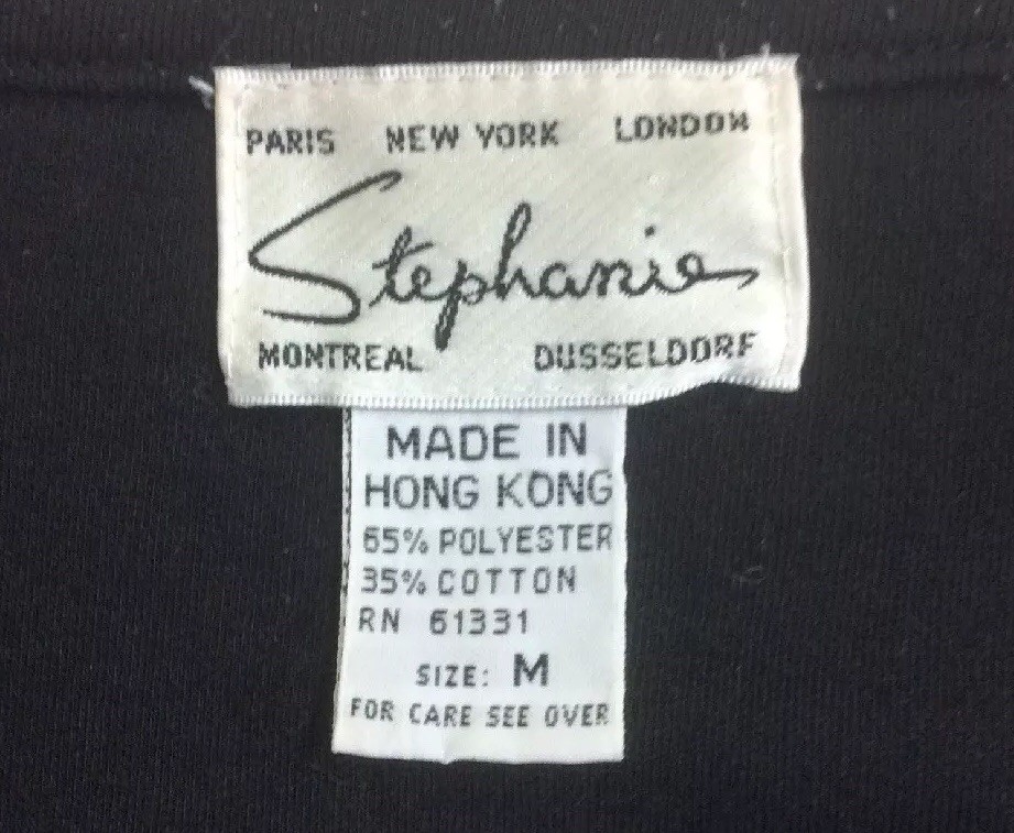Stephanie Medium Women’s Vintage Black Embellished Paris NEW YORK London Top