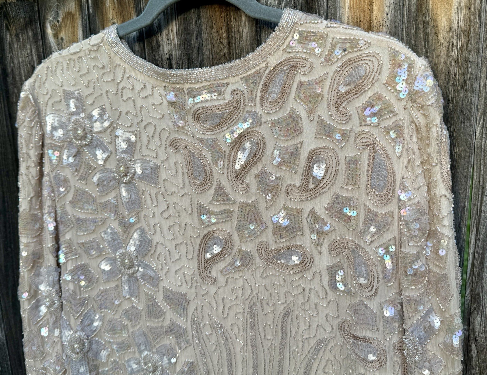 VTG JUDITH ANN CREATIONS Bead Sequin 100% Silk Jacket Sz Medium