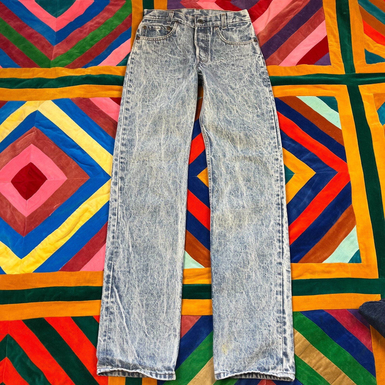 Lot 2 Vintage Levis Jeans Acid Washed Blue Student Fit 701 Dark Blue 505 90s 27