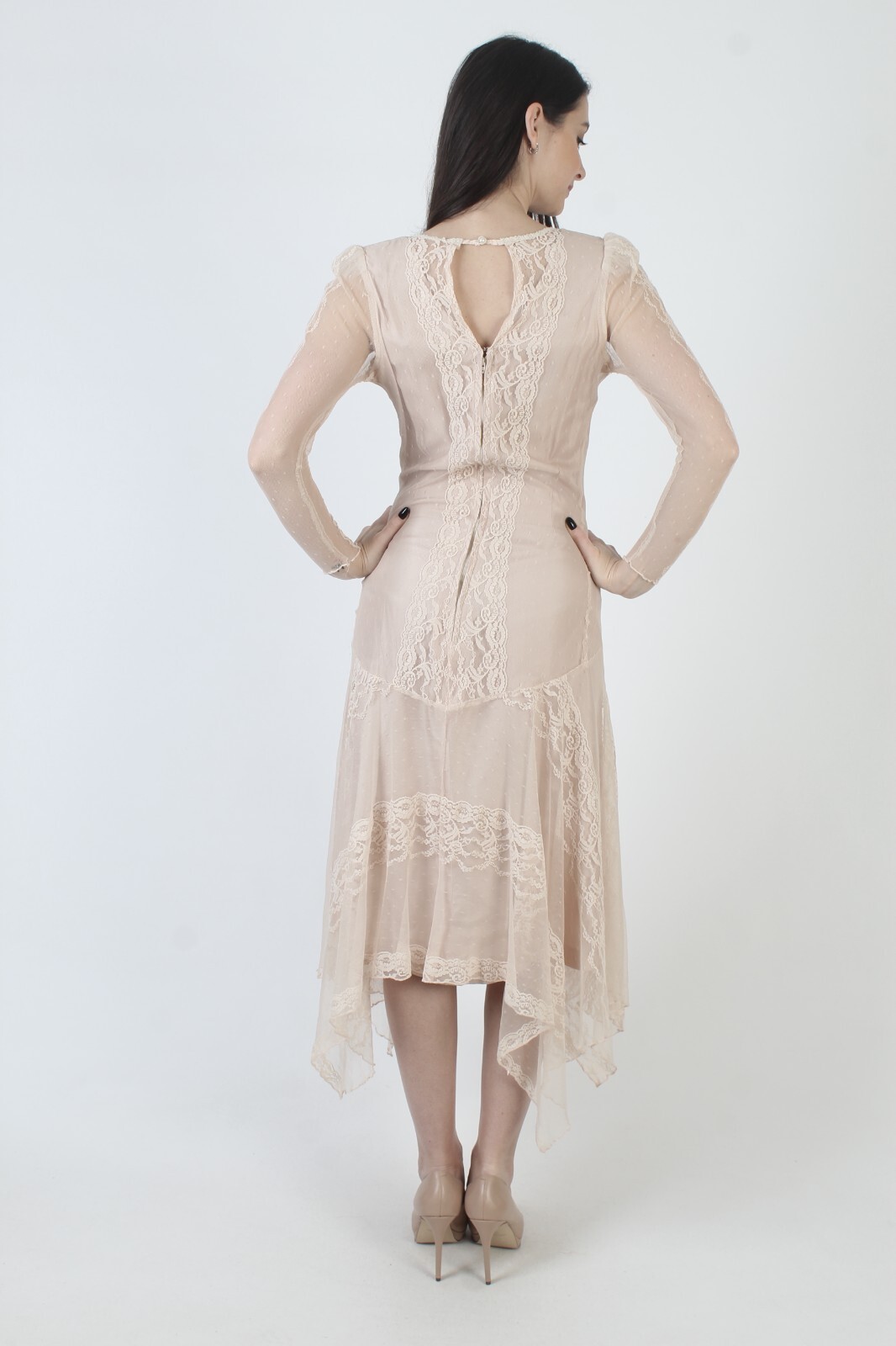Vintage Susan Lanes Country Elegance Dress Victorian High Low Asymmetrical Gown