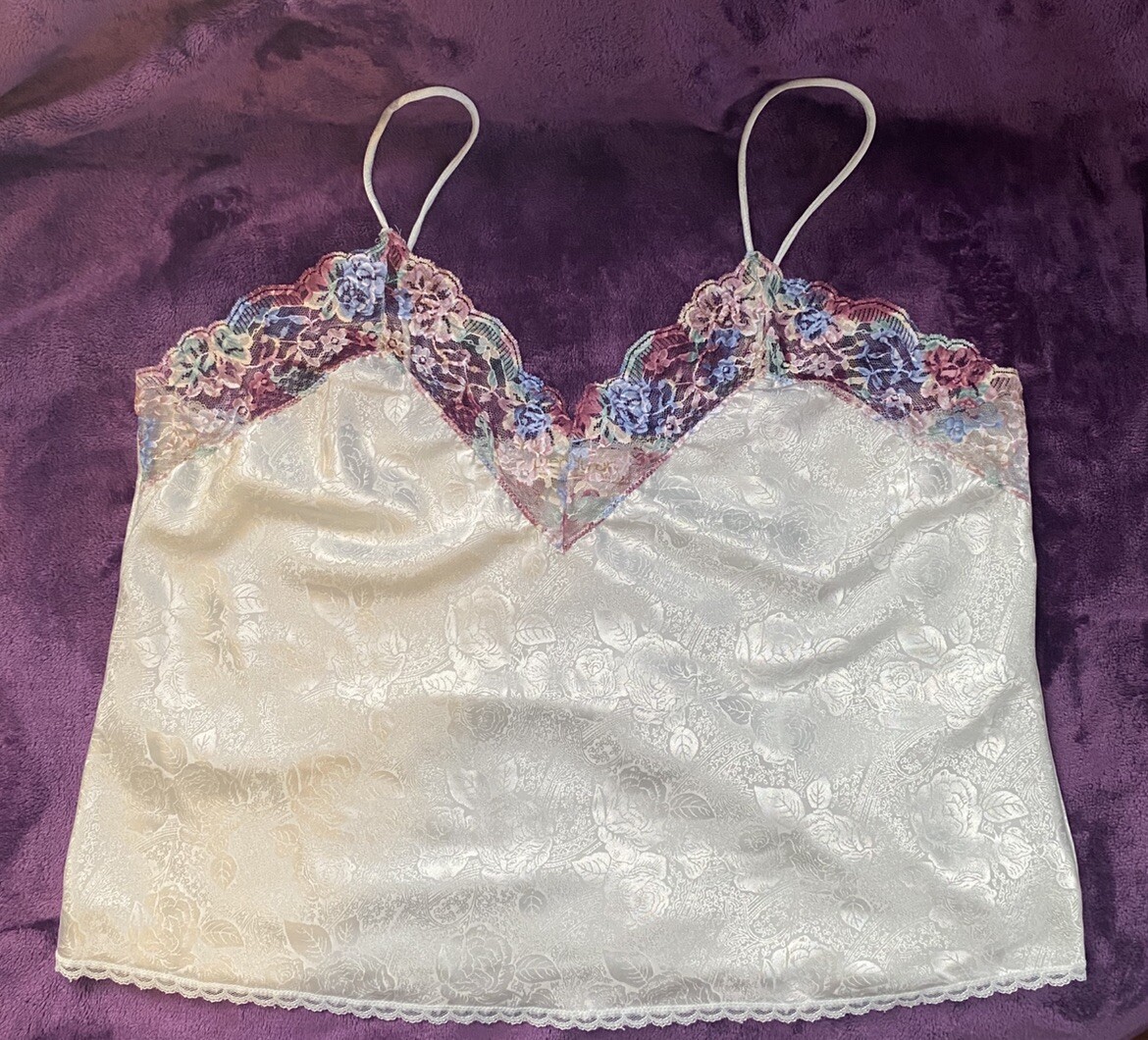 Vtg Wendy Ann Set Cami & Sleep shorts Sexy Lace Blue Lingerie XL