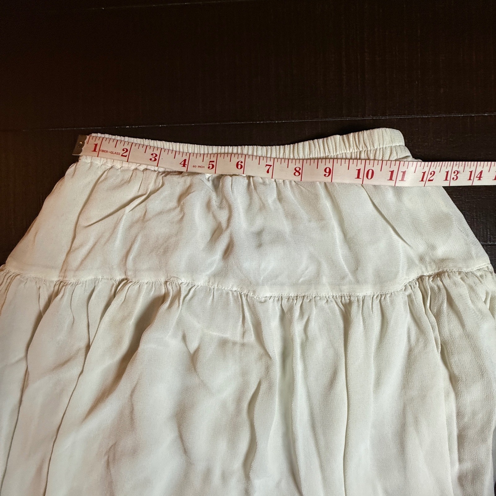 Vintage Karen Kane Ivory White Rayon Tiered Midi Skirt Made in USA Womens Size 8
