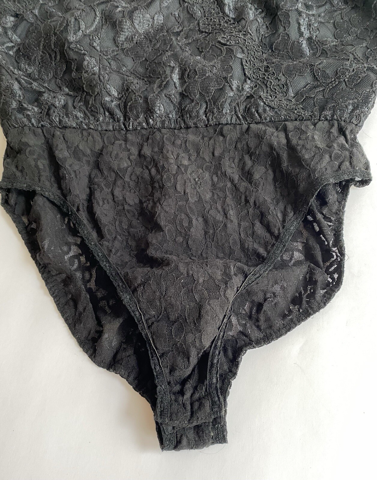 Vintage Bill Blass Evening Women’s Black Lace Bodysuit Size Large Snap Closure