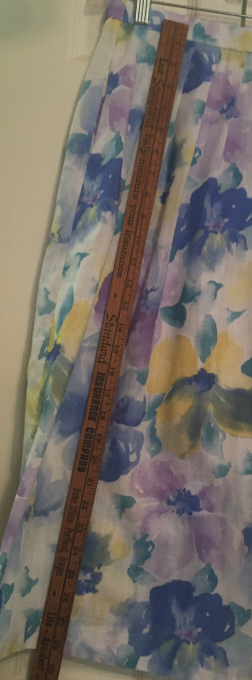 Vintage 1980s Womens Jo Hardin Watercolor Pleated Skirt Size 10 Somewhat Sheer