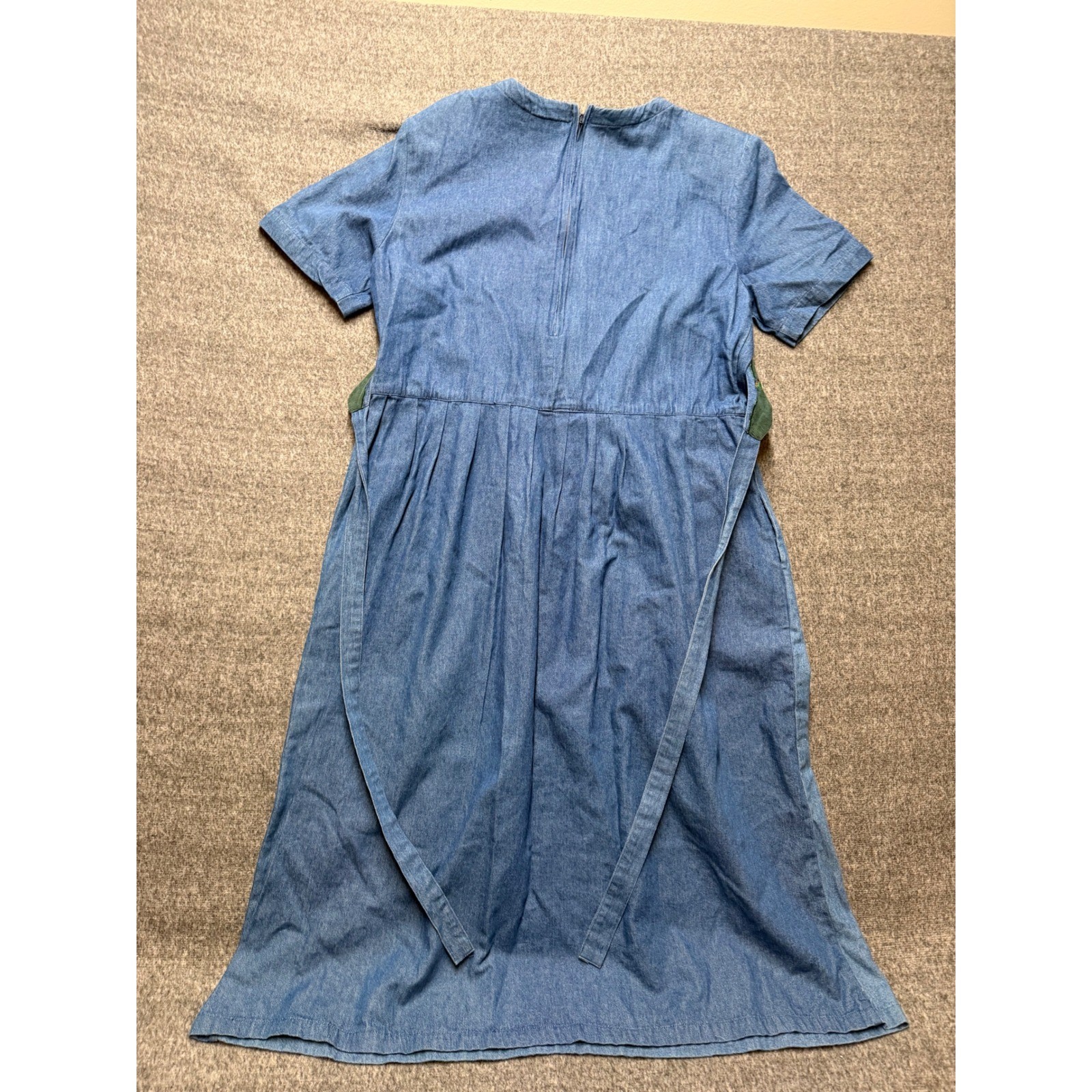 Country Wear Petite Denim Birdhouse Applique Dress Blue Cotton Vintage 12P